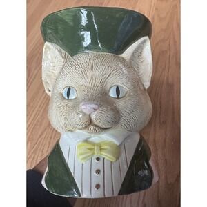 Fitz & Floyd Toby Cat Mug Ceramic Hand Painted Cat‎ Lady Gift Vintage
